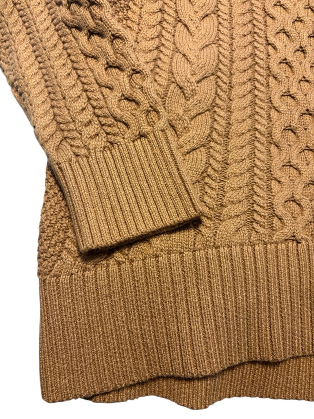 J. Crew Cable Knit Crewneck Sweater Size Medium Brown Relaxed Fit Fisherman NWT - Picture 4 of 9